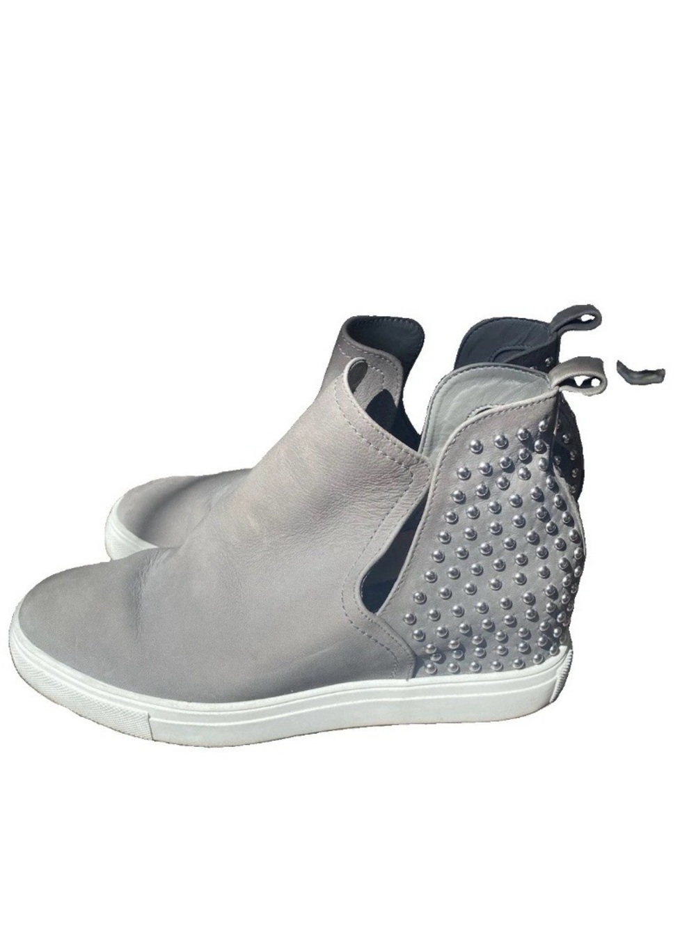 Steve Madden Crushin Wedge Sneakers Womens 8 Gray Studded High Top Slip On